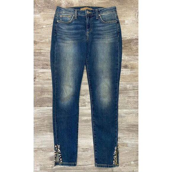 Joe’s Jeans Icon Mid Rise Skinny Ankle Rhinestone Accents Women’s Sz 26” Waist - Picture 1 of 6